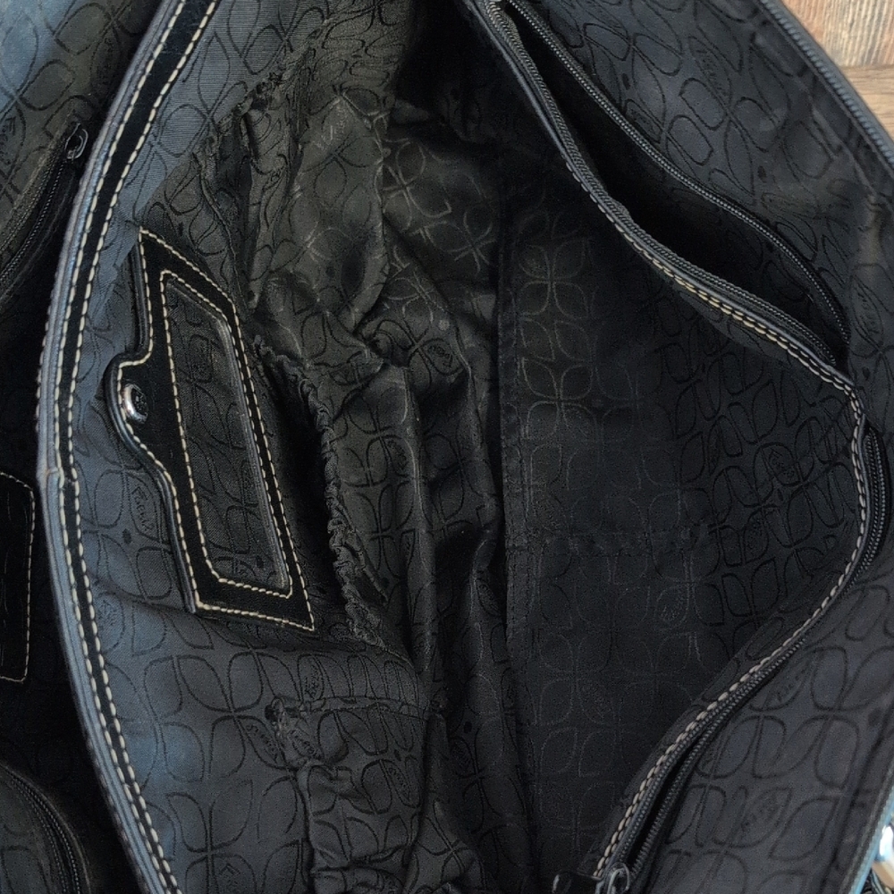 Fossil Large Heavy Black Leather Laptop Tote Office Travel Bag          C279 - Picture 5 of 16
